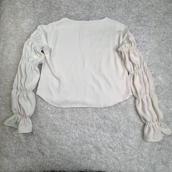 Amanda Uprichard Schmidt Puff Smocked Long Sleeve Blouse - Picture 3 of 8